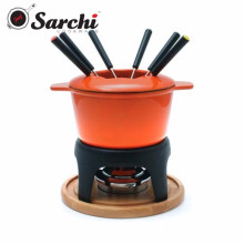 Cast Iron Fondue Set With Color Enamel Coating